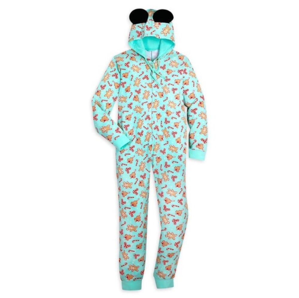 Disney Organic Mickey Mouse Christmas Gingerbread Pajamas Womens M Lounge Ears